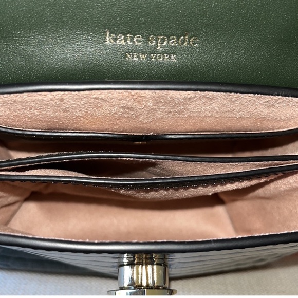 Kate Spade Green Croc Embossed Romy Handbag/Crossbody w/ Spade Turnlock New - Picture 5 of 10